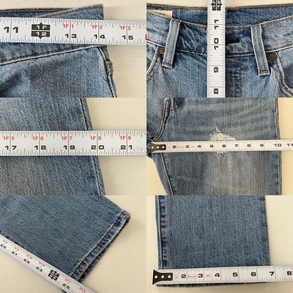 Levi’s 501 Women’s Premium Cropped Jeans Straight Leg Distressed Blue Size 26 - Picture 13 of 16